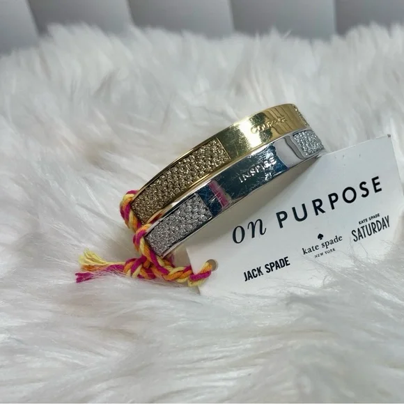kate spade OnPurpose Gold “Courage” and Silver “Inspire” Accent Bangles Set - Picture 2 of 3